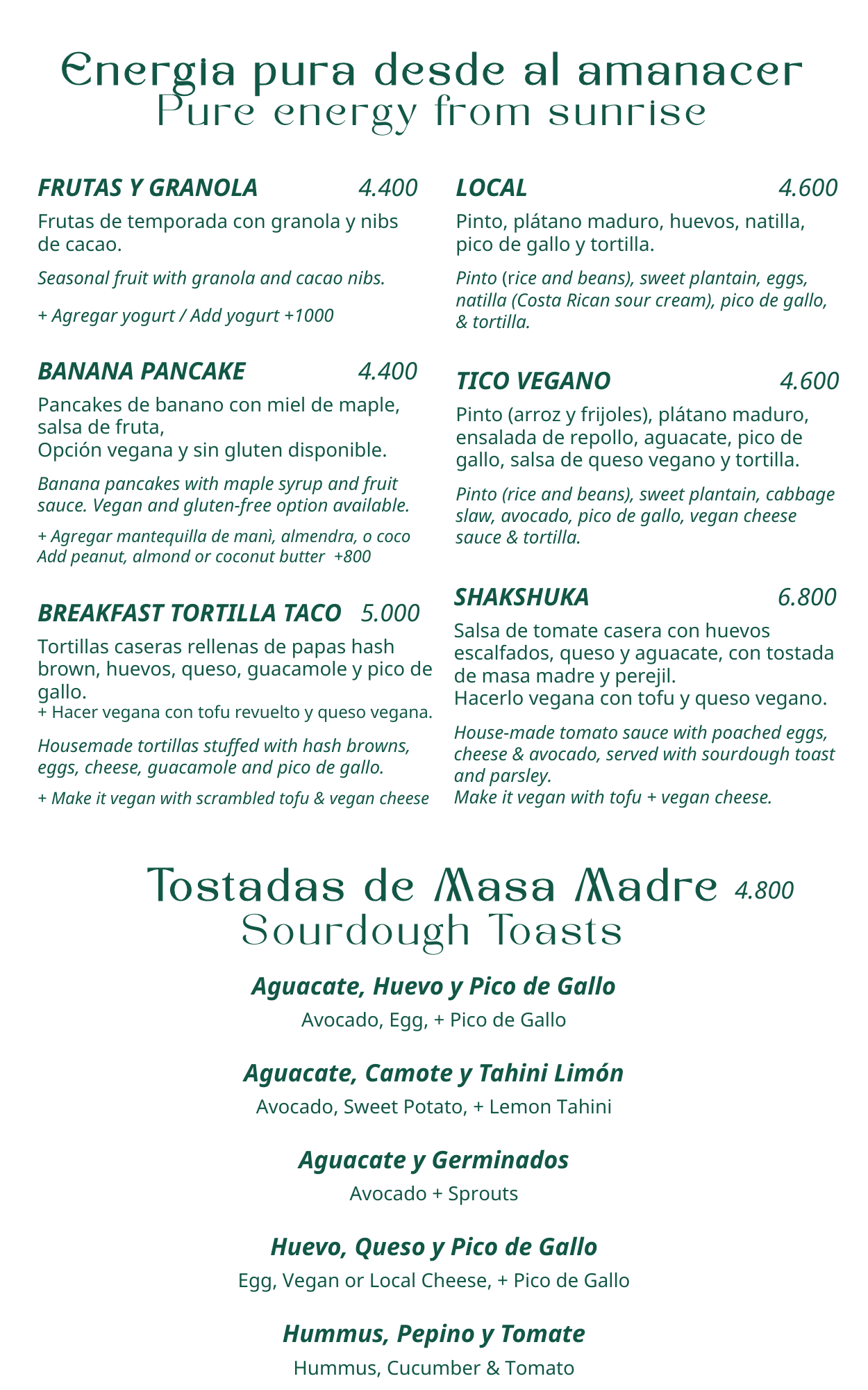 breakfast vegan vegetarian manuel antonio